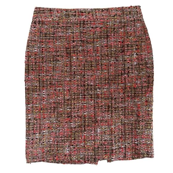 J. Crew Tweed The pencil Skirt women’s Sz 2 Brown Pink Corpcore Textured Office - Picture 1 of 8
